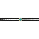 0.06ct Diamond & 0.45ct Composite Turquoise 14k Yellow Gold Circle Cord Choker Necklace